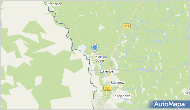 mapa Bielawa Dolna, Bielawa Dolna na mapie Targeo